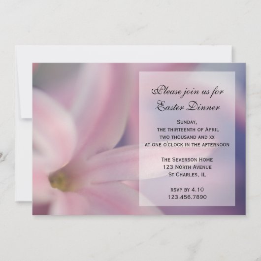 Pink Hyacinth Blume Osterfest Einladung (Vorderseite)