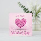 Pink Hyacinth Heart Happy Valentine's Day Party Einladung (Stehend Vorderseite)