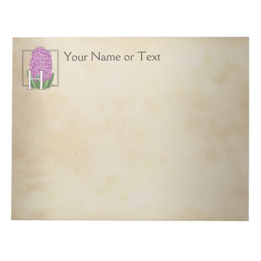 Pink Hyacinth Personalisierte Monogramm Notizblock (Vorderseite)