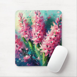 Pink Hyacinths Bloral Spring Aquamarine Blume Hyac Mousepad