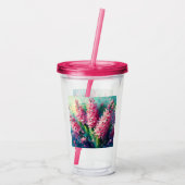 Pink Hyacinths Blumengemälde Acryltrinkbecher (Rückseite)
