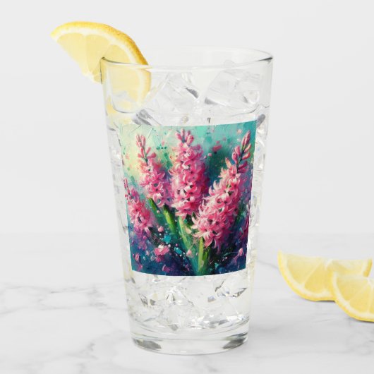 Pink Hyacinths Blumengemälde Glas (Vorderseite Ice)