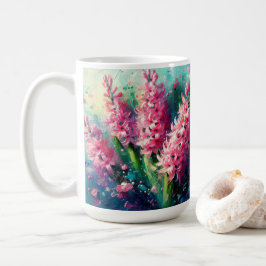Pink Hyacinths Blumengemälde Kaffeetasse