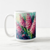 Pink Hyacinths Blumengemälde Kaffeetasse (Links)