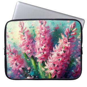 Pink Hyacinths Blumengemälde Laptopschutzhülle