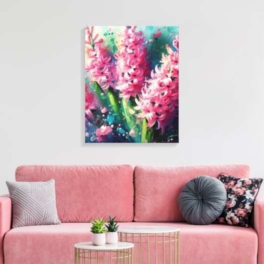 Pink Hyacinths Blumengemälde Leinwanddruck (Insitu (Wohnzimmer))
