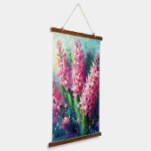 Pink Hyacinths Blumengemälde Wandteppich Mit Holzrahmen (Gewinkelt)