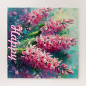 Pink Hyacinths Hyacinth Floral Personalisiert Puzzle (Horizontal)