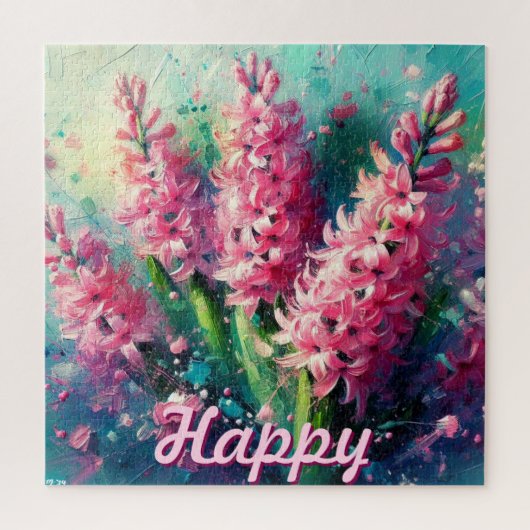 Pink Hyacinths Hyacinth Floral Personalisiert Puzzle (Vertikal)