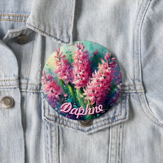 Pink Hyacinths Hyacinth Floral Personalized Button (Beispiel)