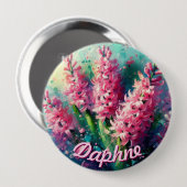 Pink Hyacinths Hyacinth Floral Personalized Button (Vorne & Hinten)