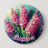 Pink Hyacinths Hyacinth Floral Personalized Button (Vorderseite)