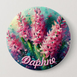 Pink Hyacinths Hyacinth Floral Personalized Button