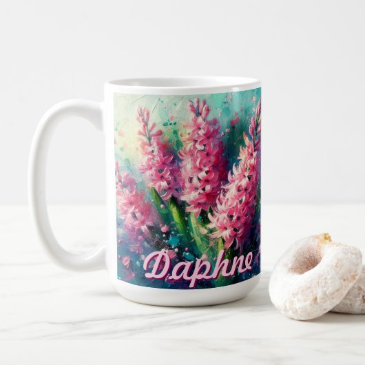 Pink Hyacinths Hyacinth Floral Personalized Kaffeetasse (Mit Donut)