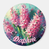 Pink Hyacinths Hyacinth Floral Personalized Magnet (Vorne)