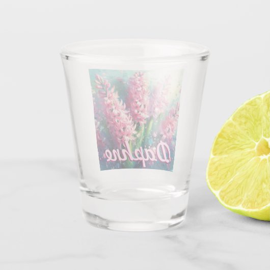 Pink Hyacinths Hyacinth Floral Personalized Schnapsglas (Rückseite)