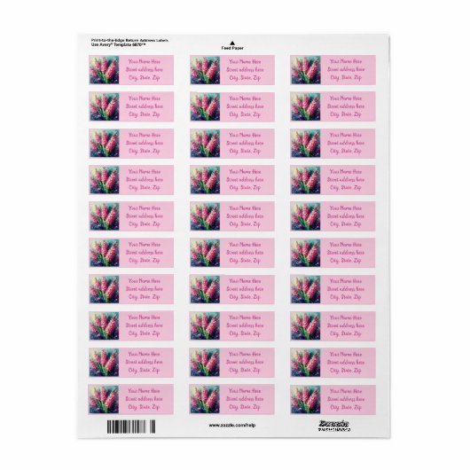 Pink Hyacinths Rücksendeadresse (Vorne)