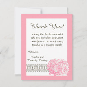 Pink Hydrangea 4x5 Flat Wedding Danke Karte