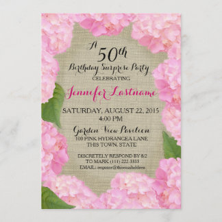 Pink Hydrangea 50. Geburtstag Einladung