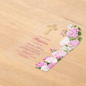 Pink Hydrangea Arch Baptism Acryleinladungen (Ablage )