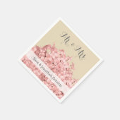 Pink Hydrangea auf der Personalisierten Hochzeit v Serviette (Ecke)