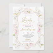 Pink Hydrangea Baby Shower Girl Einladung (Vorderseite)