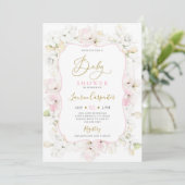 Pink Hydrangea Baby Shower Girl Einladung (Stehend Vorderseite)