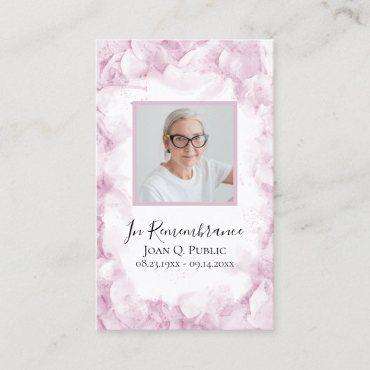 Pink Hydrangea Beerdigung Beerdigung Gebet Visitenkarte (Vorderseite)
