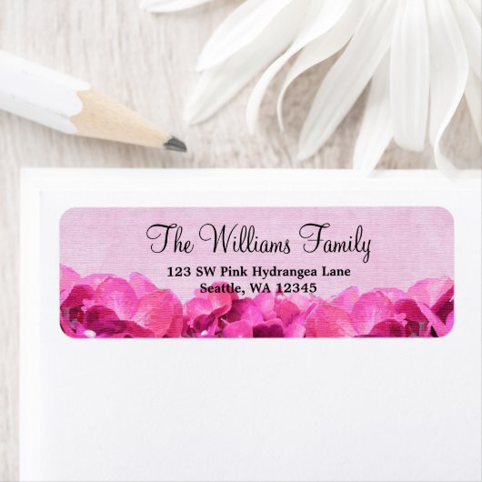 Pink Hydrangea - benutzerdefiniertes Adressetikett (Insitu)