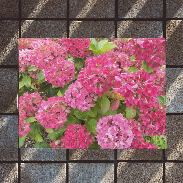 Pink Hydrangea Bloms Bloral Fußmatte (In Situ)
