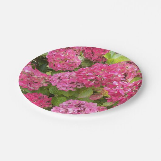 Pink Hydrangea Bloms Bloral Pappteller (Schrägansicht)