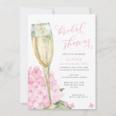 Pink Hydrangea Blooms Brautparty Einladung (Vorderseite)