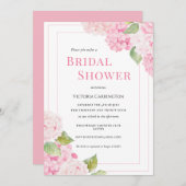 Pink Hydrangea Bloral Bridal Dusche Einladung (Vorne/Hinten)