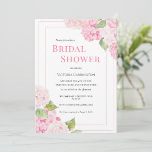 Pink Hydrangea Bloral Bridal Dusche Einladung