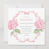 Pink Hydrangea Bloral Wedding Einladung (Vorderseite)