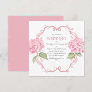 Pink Hydrangea Bloral Wedding Einladung
