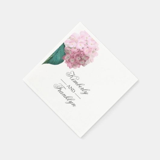 Pink Hydrangea Bloral Wedding Serviette (Ecke)