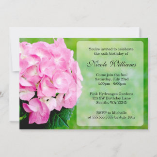 Pink Hydrangea Blossom Geburtstagsparty Einladung