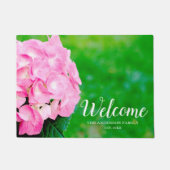 Pink Hydrangea Blossom Personalisiert Fußmatte (Vorderseite)
