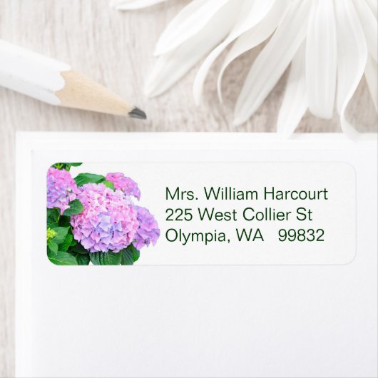 Pink-Hydrangea-Blume-Adressetikett (Insitu)