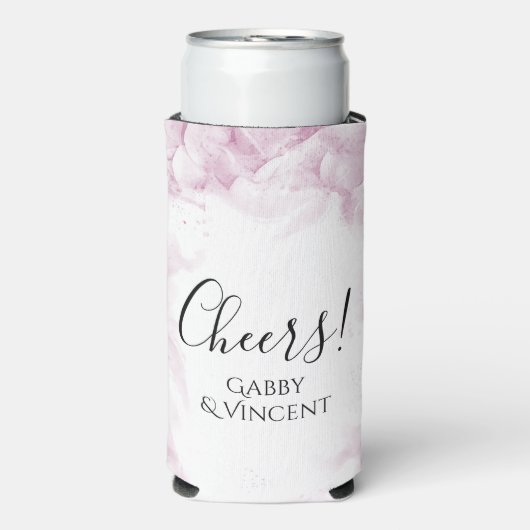 Pink Hydrangea Blume Aquarell Gastgeschenk Hochzei Selters Dosenkühler (Seltzer Vorderseite)