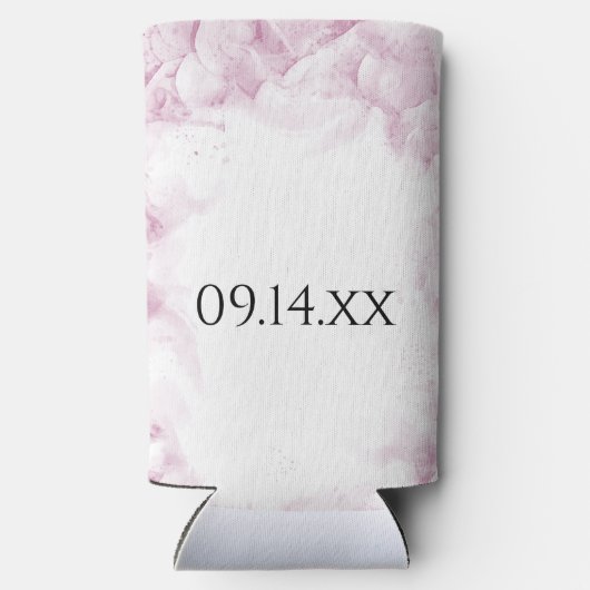 Pink Hydrangea Blume Aquarell Gastgeschenk Hochzei Selters Dosenkühler (Rückseite)