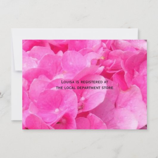 Pink Hydrangea Blume Bridal Dusche Einladung (Rückseite)