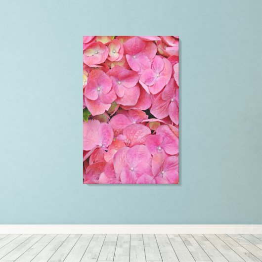 Pink Hydrangea Blume Fotokunst Leinwanddruck (Insitu (Holzboden))