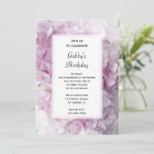 Pink Hydrangea Blume Geburtstagsparty Einladung (Stehend Vorderseite)