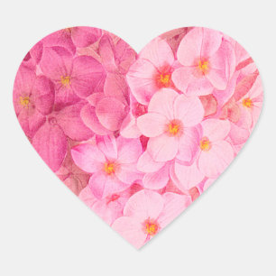 Pink Hydrangea Blume Herzkleber Herz-Aufkleber