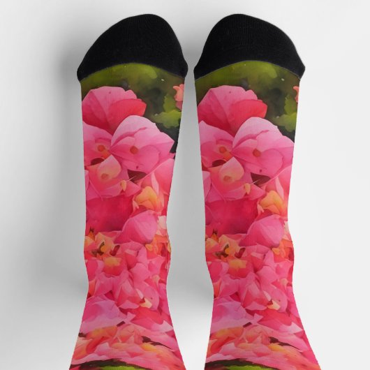 Pink Hydrangea Blume Kunst, Dichtung und Musik Socken (Oben)