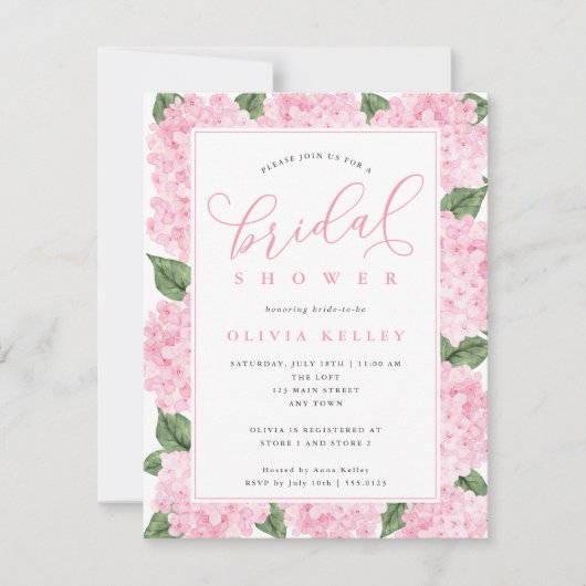 Pink Hydrangea Blume Petite Brautparty (Vorderseite)