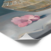 Pink Hydrangea Blume und Vintage Parfümflaschen Poster (Ecke)
