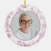 Pink Hydrangea Blume Wasserfarben-Gedächtnis Keramik Ornament (Hinten)